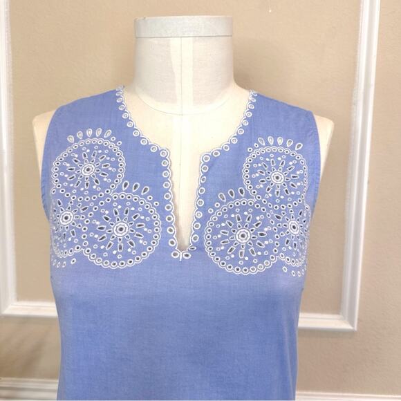 J.CREW Embroidered Circles Top French Blue Size 4 - Picture 4 of 16